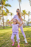 Lola + The Boys Sets Lavender Rainbow Sequin Jogger Set