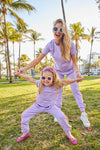 Lola + The Boys Sets Lavender Rainbow Sequin Jogger Set