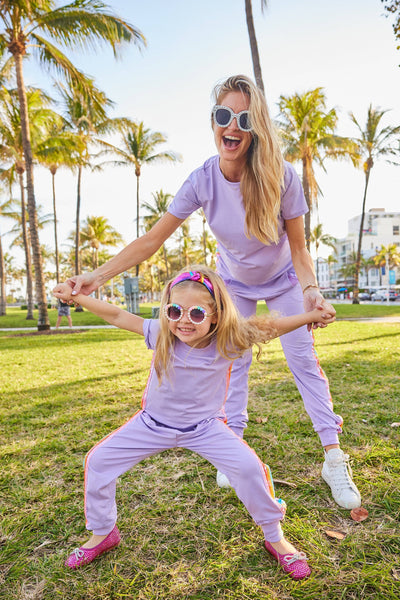 Lola + The Boys Sets Lavender Rainbow Sequin Jogger Set