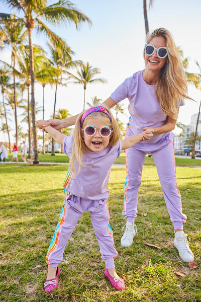 Lola + The Boys Sets Lavender Rainbow Sequin Jogger Set