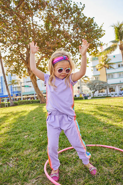 Lola + The Boys Sets Lavender Rainbow Sequin Jogger Set