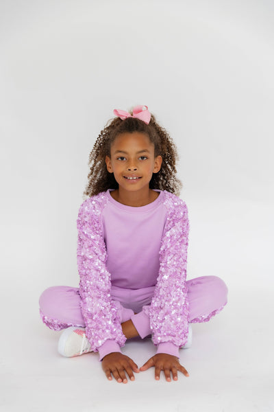 exclude-new-arriv Sets Lavender Sequin Joggers Set