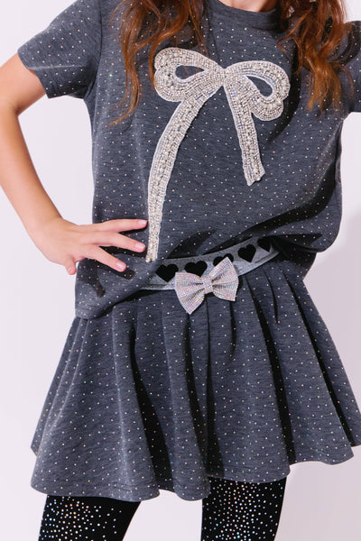 exclude-new-arriv Sets Sparkle Bow Charm Skirt Set