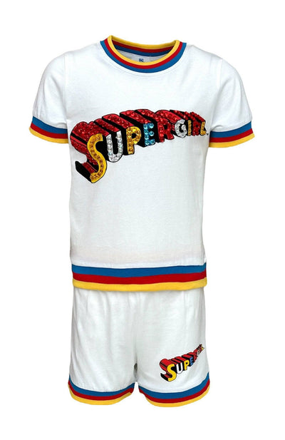 Lola + The Boys Sets 2 Supergirl White Short Set