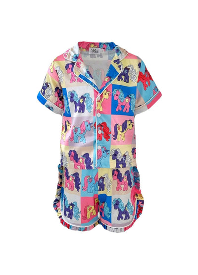 Lola + The Boys Sets Unicorn Checkers Silky Set with pants