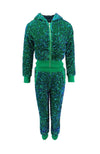 Lola + The Boys Sets Women's Emerald Sparkle Sequin Set