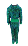 Lola + The Boys Sets Women's Emerald Sparkle Sequin Set