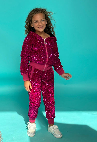 Lola + The Boys Sets Women's Hot Pink Magic Sequin Set