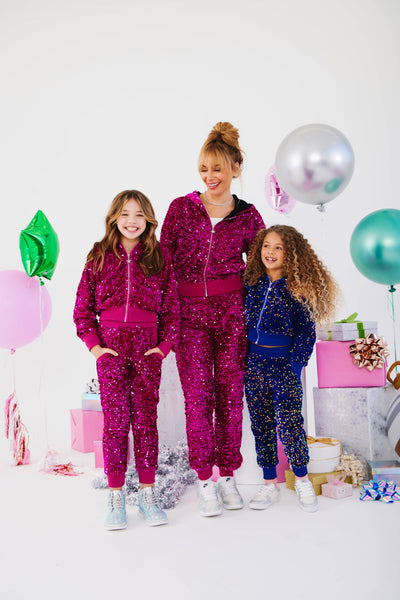 Lola + The Boys Sets Women's Hot Pink Magic Sequin Set