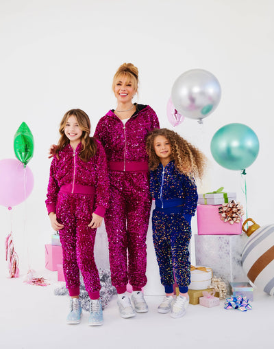 Lola + The Boys Sets Women's Hot Pink Magic Sequin Set