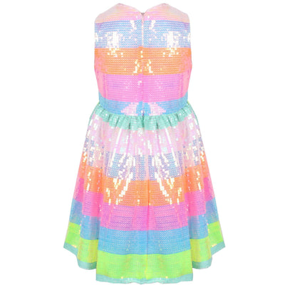 Lola + The Boys Sherbet Striped Sequin Party Dress