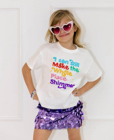 Lola + The Boys Shimmer Rainbow Gem Crystal T-shirt