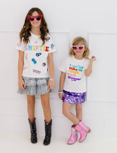 Lola + The Boys Shimmer Rainbow Gem Crystal T-shirt