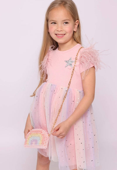 Lola + The Boys Shining Star Feather Tutu Dress