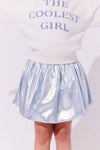 Lola + The Boys Shiny Metallic Mini Skort