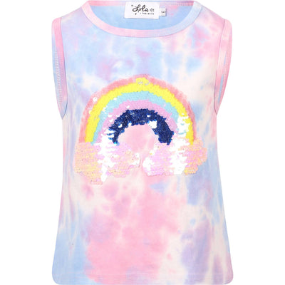 Lola + The Boys Shirt 2 Tie Dye Sequin Rainbow Tank