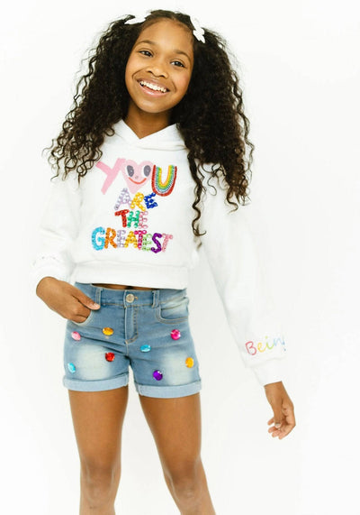 Lola + The Boys Shorts Rainbow Gem Jean Shorts