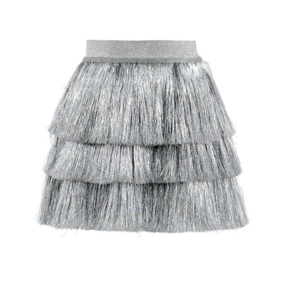 Lola + The Boys Silver Shimmer Tinsel Party Skirt