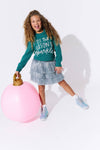 Lola + The Boys Silver Shimmer Tinsel Party Skirt