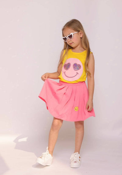 Lola + The Boys skirt Bright Smiley Tennis Skirt