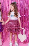 Lola + The Boys skirt Hot Pink Shimmer Tinsel Party Skirt