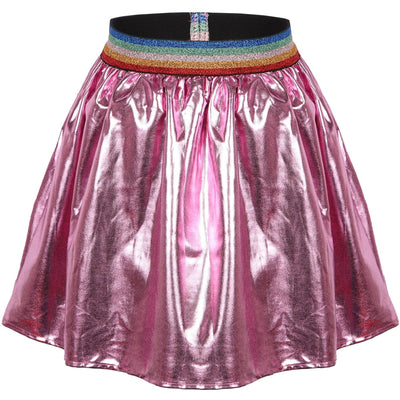 Lola + The Boys Skirts Magenta Rainbow Foil Skirt