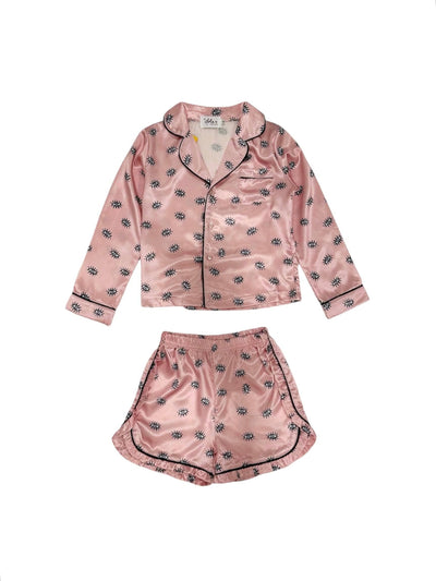 Lola + The Boys Sleepwear Evil Eye Silk Long Sleeve Short Set