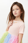 Lola + The Boys Smiley Necklace Rainbow Tulle Dress