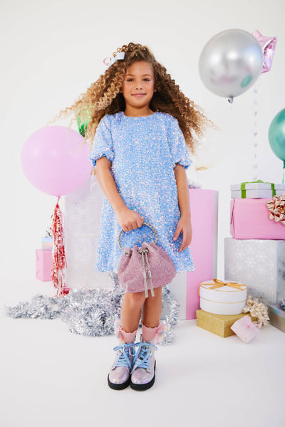 Lola + The Boys Snow Angel Shimmer Dress