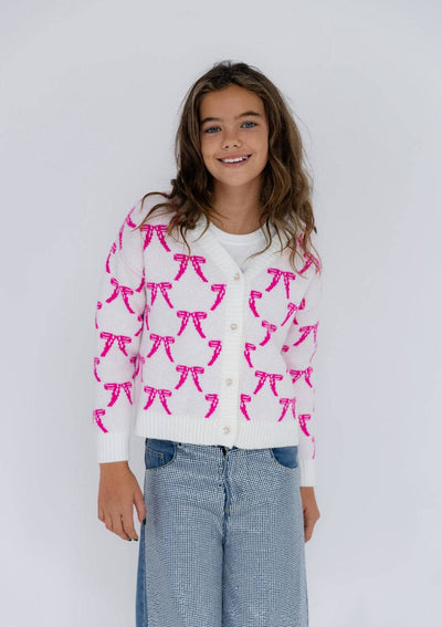 Lola + The Boys Sweaters & Sweatshirts Pretty in Pink Bow Cardigan