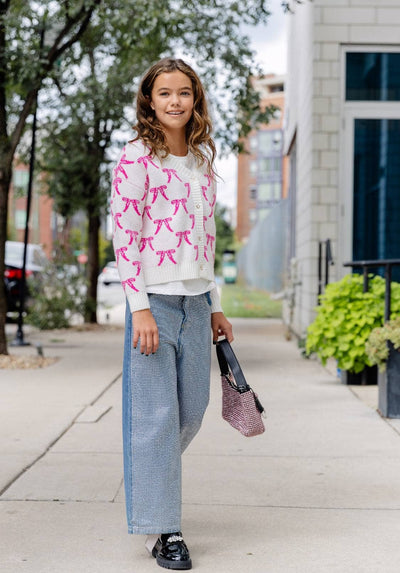 Lola + The Boys Sweaters & Sweatshirts 2 Pretty in Pink Bow Cardigan