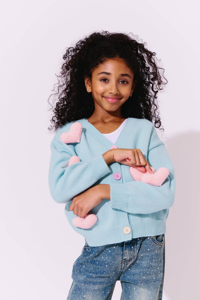 Lola + The Boys Sweaters & Sweatshirts Rainbow Plush Heart Cardigan