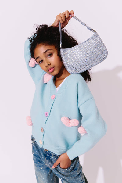 Lola + The Boys Sweaters & Sweatshirts Rainbow Plush Heart Cardigan