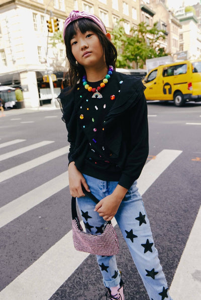 Lola + The Boys Sweaters & Sweatshirts Ruffle Rainbow Gem Shirt