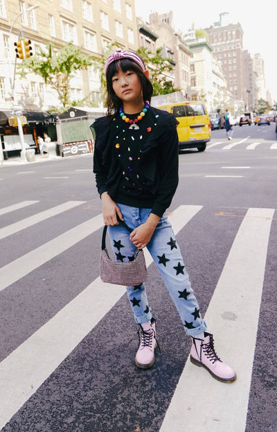 Lola + The Boys Sweaters & Sweatshirts Ruffle Rainbow Gem Shirt