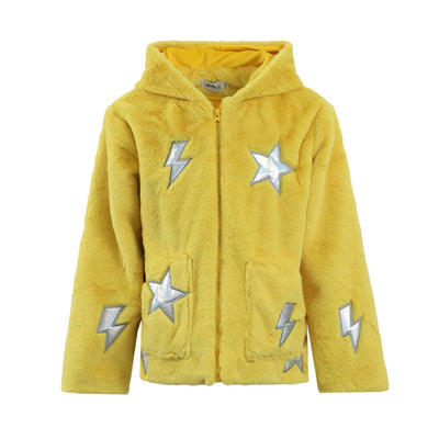 Lola + The Boys Sweaters & Sweatshirts Yellow Stars Fuzzy Jacket