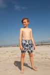 Lola + The Boys Swim Shorts Boys Blue Palm Print