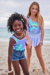 Lola + The Boys Swimwear Pailette Sparkle Lavender Swimsuit