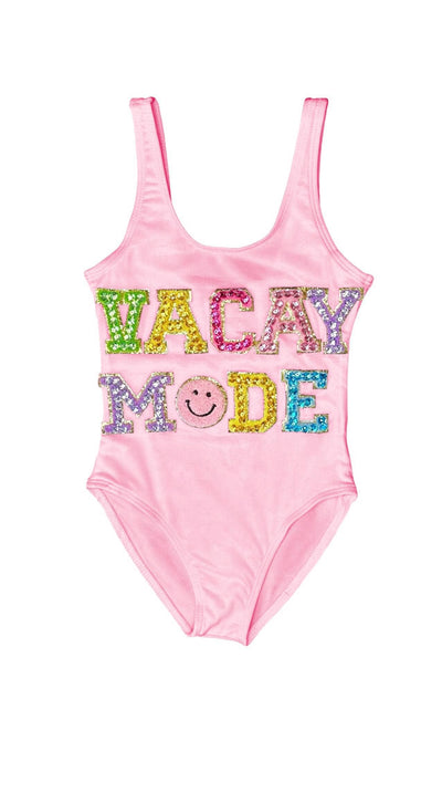 Lola + The Boys Swimwear Pink Crystal VACAY MODE Swimsuit