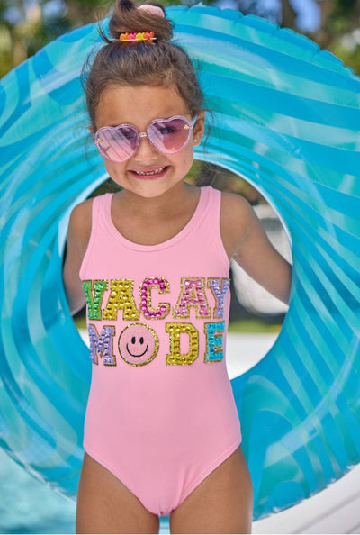 Lola + The Boys Swimwear Pink Crystal VACAY MODE Swimsuit