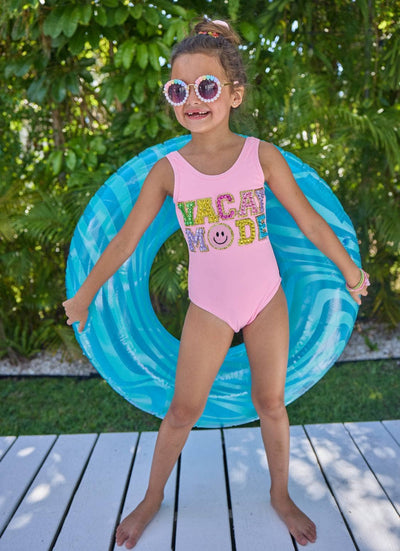 Lola + The Boys Swimwear Pink Crystal VACAY MODE Swimsuit