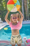 Lola + The Boys Swimwear Rainbow Crystal Ruffle Swim