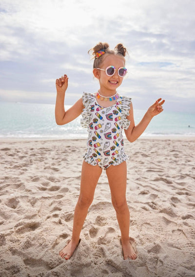 exclude-sale Swimwear Rainbow Funny Ice Cream Swimsuit