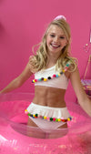 Lola + The Boys Swimwear Rainbow Pompom Bikini