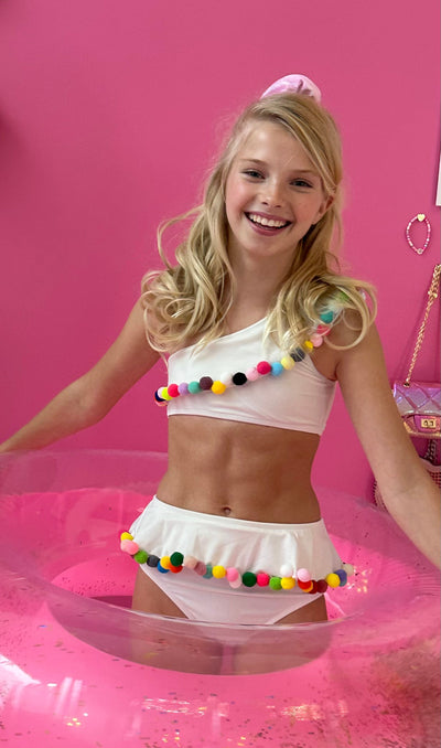 Lola + The Boys Swimwear Rainbow Pompom Bikini