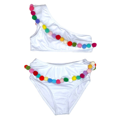 Lola + The Boys Swimwear Rainbow Pompom Bikini