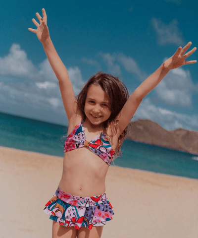 Lola + The Boys Swimwear Ruffle Abstract Love Swim