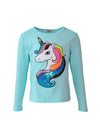 Lola + The Boys Tees Neon Rainbow Unicorn Long Sleeve