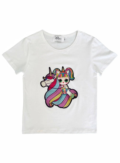 Lola + The Boys Tees Unicorn Love Rainbow LED Doll Tee