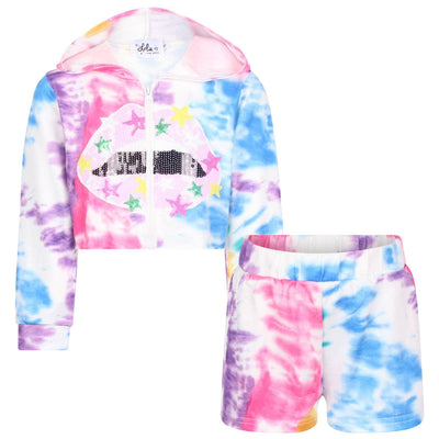 Lola + The Boys Tie Dye Lips Short Set